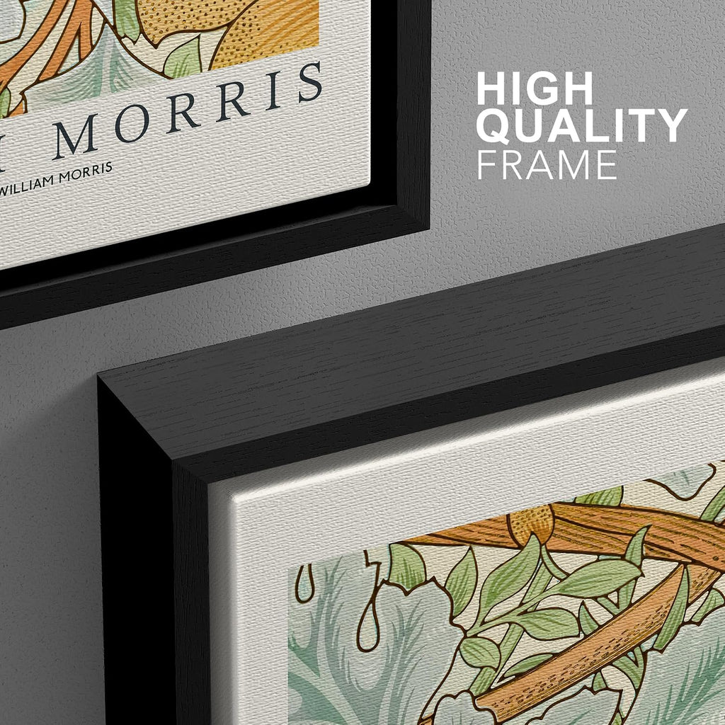 wall26 Framed Canvas Print Wall Art Set William Morris Flower Tapestry Posters Nature Wilderness Illustrations Modern Art Decorative Floral Botanical Minimal Calm for Bedroom - 24'x36'x3 Black