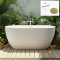 FerdY 59' Acrylic Freestanding Bathtub, Contemporary Soaking tub with Polished Gold Drain & Overflow, Elegant Oval Shape, cUPC Certified, Bali