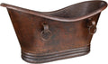 Premier Copper Products BTDR67DB 67-Inch Hammered Copper Double Slipper Bathtub with Rings, Oil Rubbed Bronze