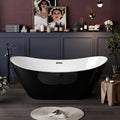 67 Inch Acrylic Freestanding Bathtub, Acrylic Soaking Bathtub with Matte Drain and Overflow, Modern Square Tub, cUPC Certified, Deep Ergonomic Design, Double-Walled Insulation, Easy Installation