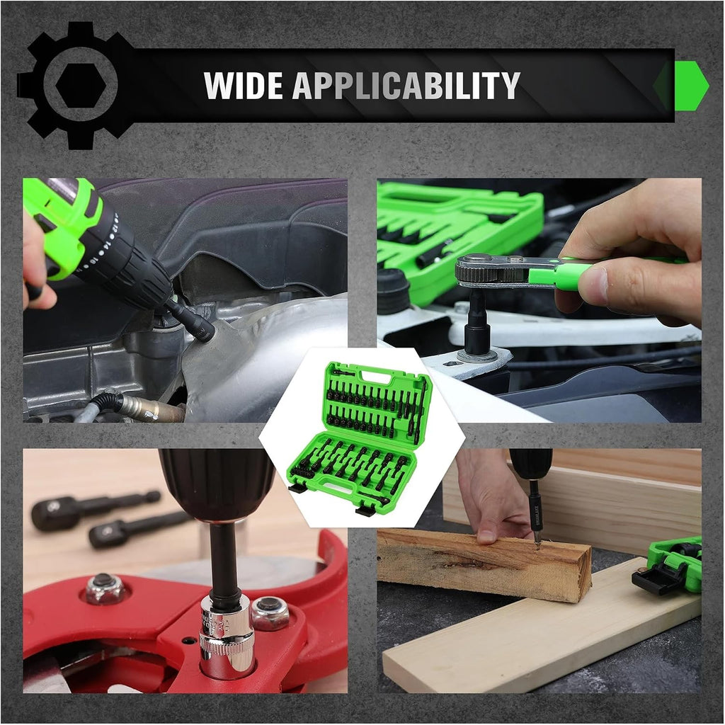 55Pcs Magnetic Nut Driver Set, 1/4' Hex Shank, Impact Socket Adapters, Snappy Driver Bits, Drill Bit Extension