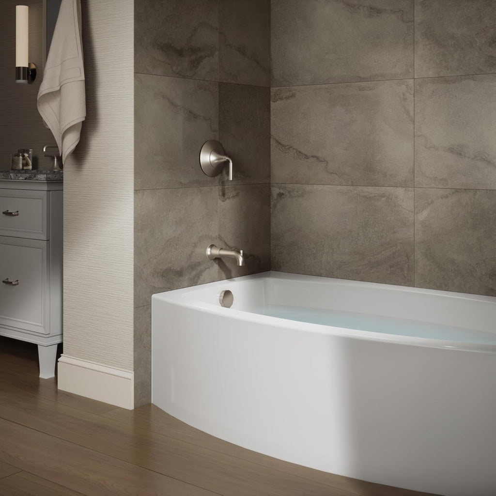 KOHLER 1100-LA-0 Expanse 60' x 32' Acrylic Alcove Bathtub with Left-Hand Drain, Compact Design Soaking Tub, White