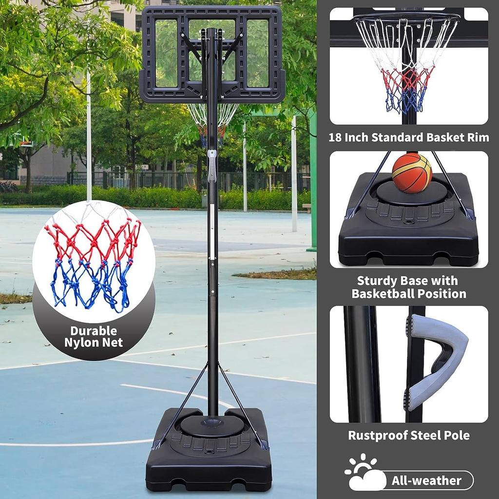 Basketball Hoop Outdoor 7.5-10ft Adjustable, Basketball Hoop Indoor with 44 Inch Backboard Basketball net and Wheels, Portable Basketball Hoop Goal System in Backyard/Driveway/Indoor