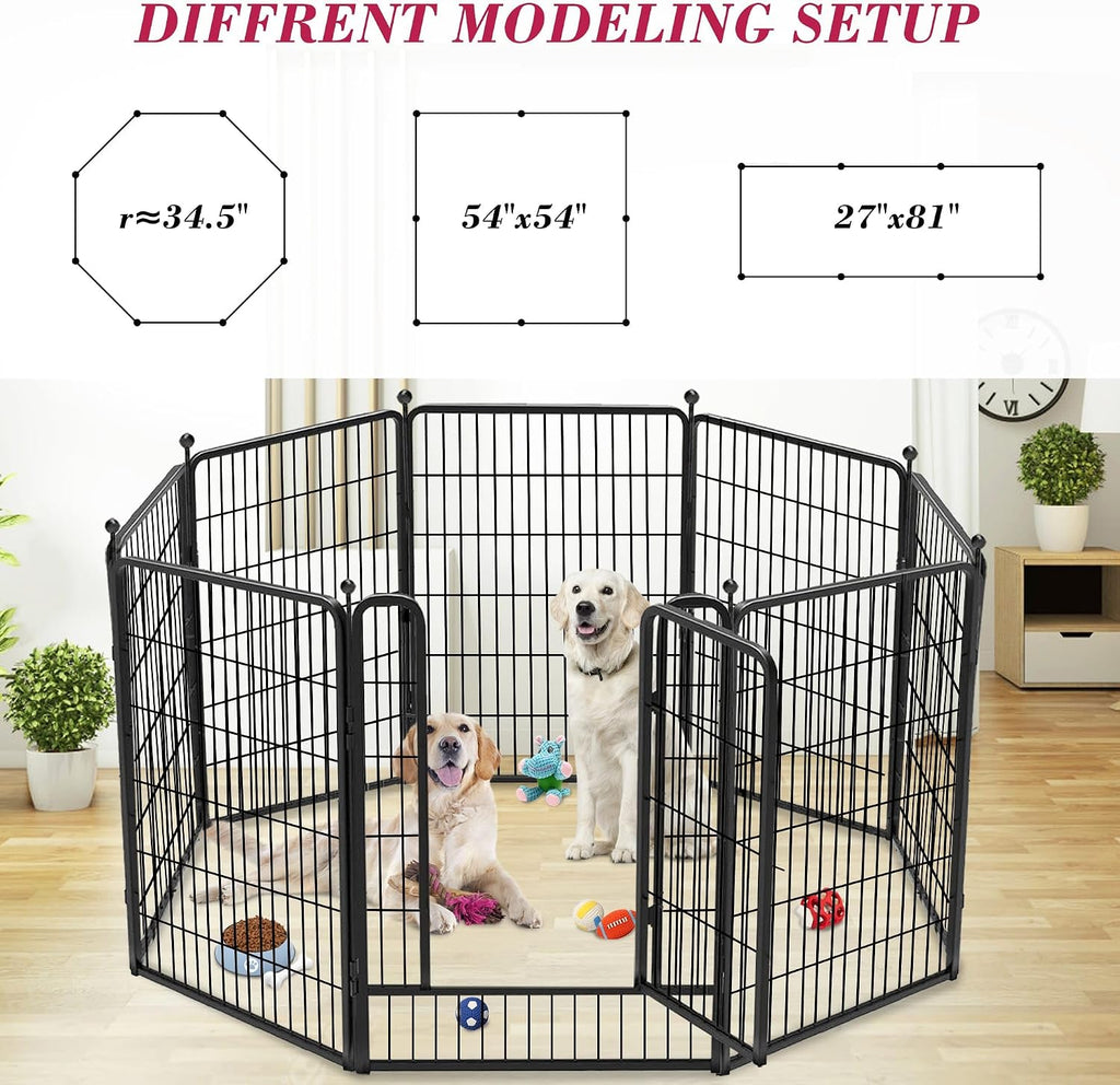 Dog Playpen, 40 inch 8 Panels Dog Fence Outdoor Heavy Duty Dog Pen for Large/Medium/Small Dogs, Indoor Puppy Playpen with Door Portable Pet Fence for RV Camping, Yard