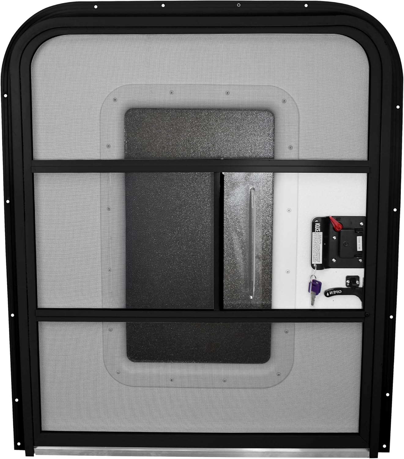 Teardrop 30' X 36' Face Mount Foam Core Passenger Side Door with Radius Corners on Top and Square Bottom with Screen Door (30'(W) X 36'(H) Pass Side, Black)