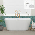 FerdY 59' Shangri-La Elite, Acrylic Freestanding Bathtub, Modern & Contemporary Design Soaking Tub with Polished Chrome Pop-Up Drain and Minimalist Design Overflow, Glossy White, cUPC Certified