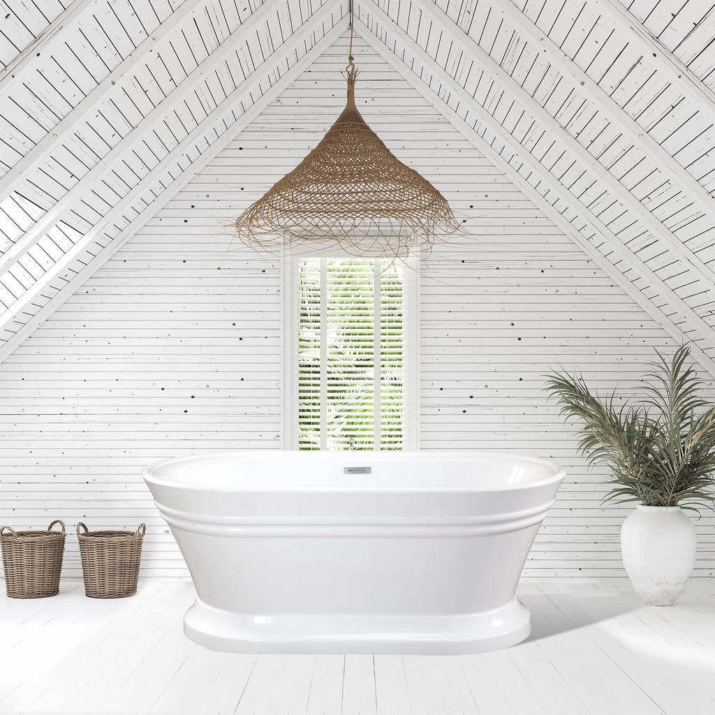 Solace 59' x 30' Freestanding Soaking Acrylic Bathtub in White