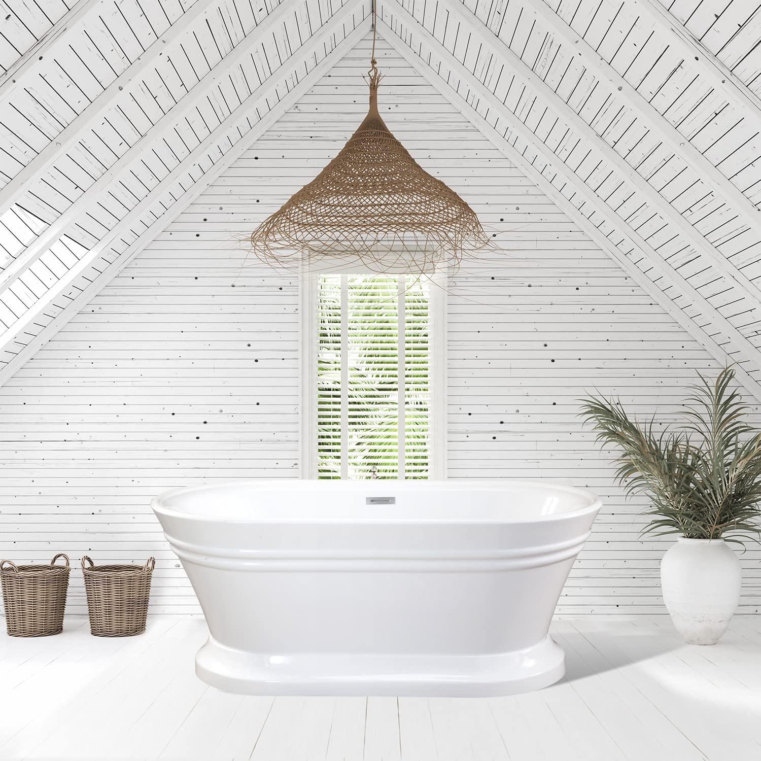 Solace 59' x 30' Freestanding Soaking Acrylic Bathtub in White