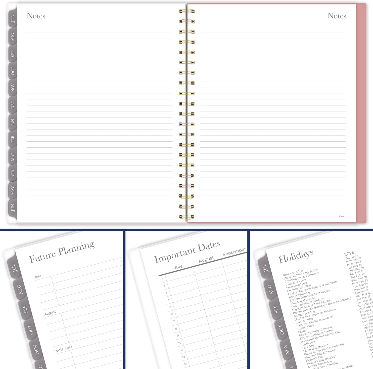 Mead Planner 2026-2027 Weekly & Monthly Academic 15-Month April-June, 8-1/2' x 11', Flower Patch (1804-905A) (Pack of 12)