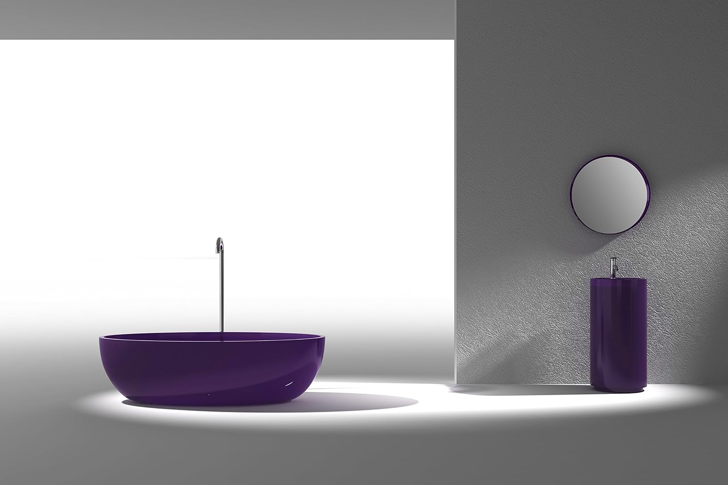 ANZZI 67' Flat Bottom Man Made Stone Freestanding Bathtub - Translucent Evening Violet - Opal Series FT-AZ522-PU