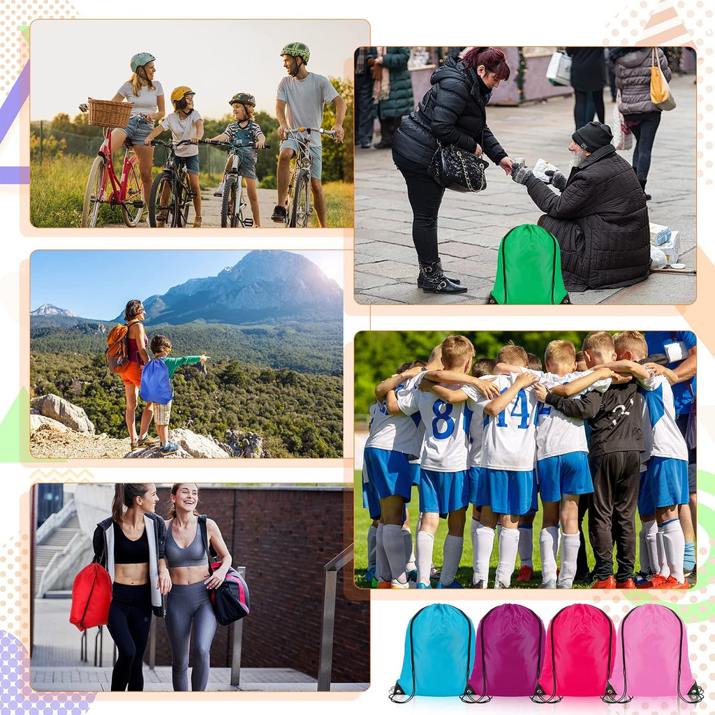 Kacctyen 400 Pcs Drawstring Backpack Bulk Draw String Bags Cinch Bag Sackpack for Homeless Care Packages Women Men Outdoor Gym Sports Party Trip, 18 Colors