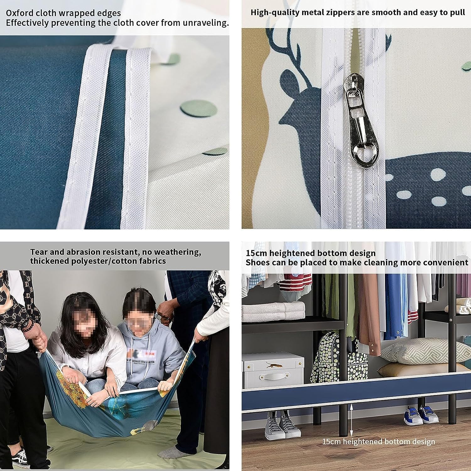 Portable Closet Wardrobe Closet Heavy Duty Garment Rack Portable Closet with Cover Clothing Rack Metal Wardrobe Closet Easy Assemble(85 * 45 * 175cm)