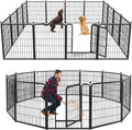 Dog Playpen 32 inch 12 Panels Indoor Dog Pen for Medium/Small Dogs Heavy Duty Metal Dog Fence Outdoor for Yard, Puppy Playpen with Door Portable Pet Fence for RV Camping Yard