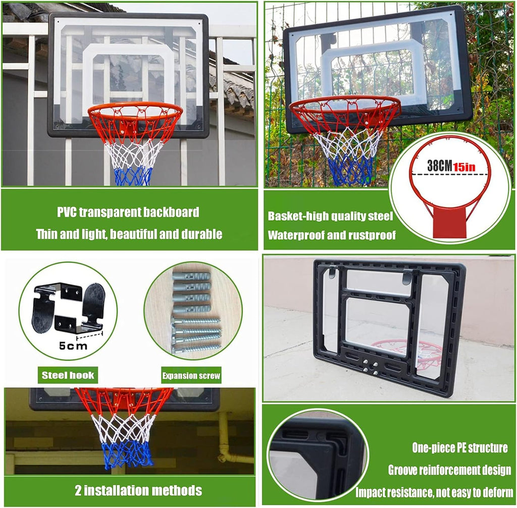 Mini Basketball Hoop, Portable Wall-Mounted Basketball Hoop, Suitable for Basketball Backboard Shooting Trainer for No. 1-7 Basketball