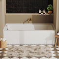 DeerValley 60' x 30' Alcove Acrylic Bathtub, Left Drain Integrated Apron Soaking Bath Tub, Ergonomic Deep Soak Tub with Pop-Up Drain and Integrated Overflow System, White, DV-1T0195L
