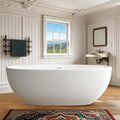 59' Stone Resin Freestanding Soaking Tub, Modern Oval Solid Surface Bathtub with with Overflow & Pop-up Drain, 14.4 Inch Soaking Depth Luxury Soaking Tub, Matte White