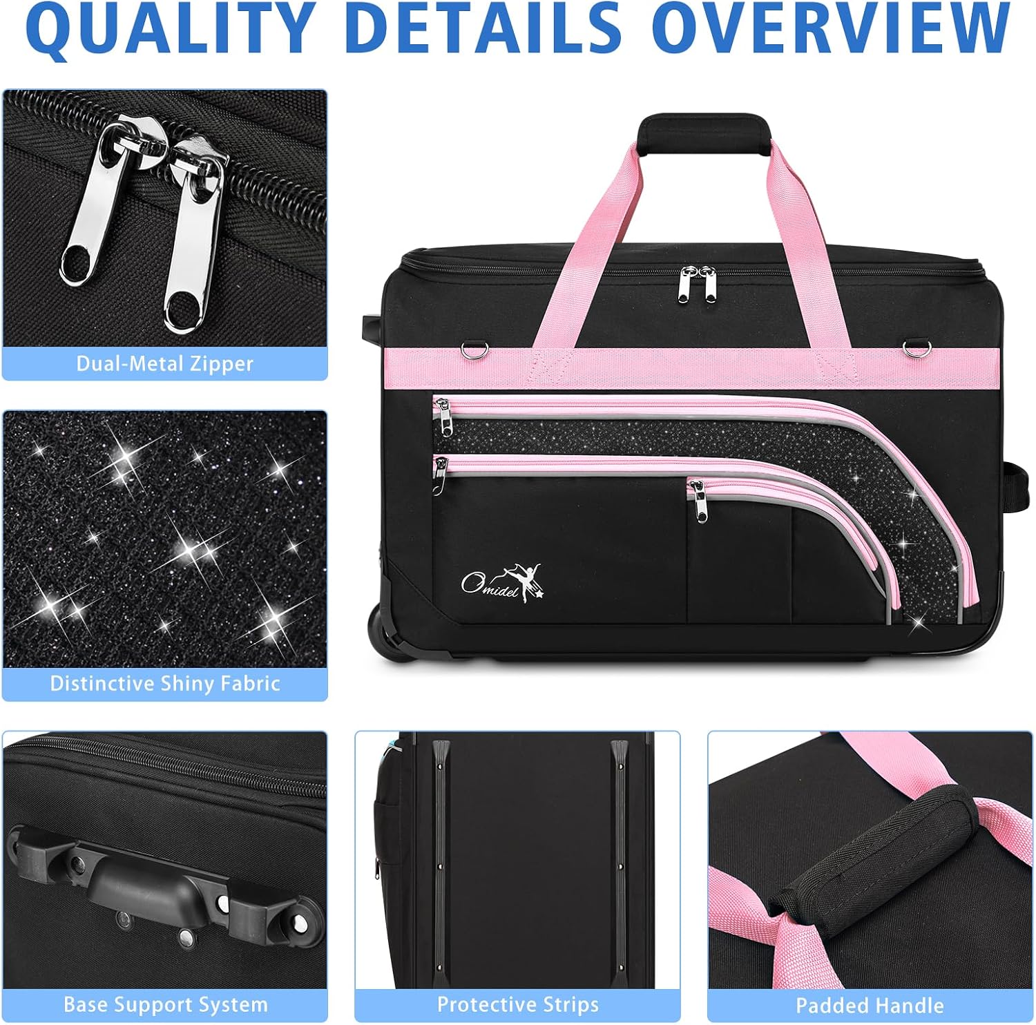 Dance Bag with Garment Rack, 23' Rolling Dance Suitcase Competition Duffle Bag with Garment Rack & Wheels | Versatile Compartments, Upgraded Stable System for Dance Shows, Travel, Cheer, Recital