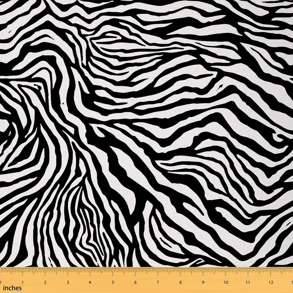 Black White Geometric Striped Fabric by The Yard Africa Wildlife Animal Skin Home DIY Fabric by The Yard Zebra Fur Print Soft Flannel Polyester No Stretch Fabric Quilting Sewing,10 Yard