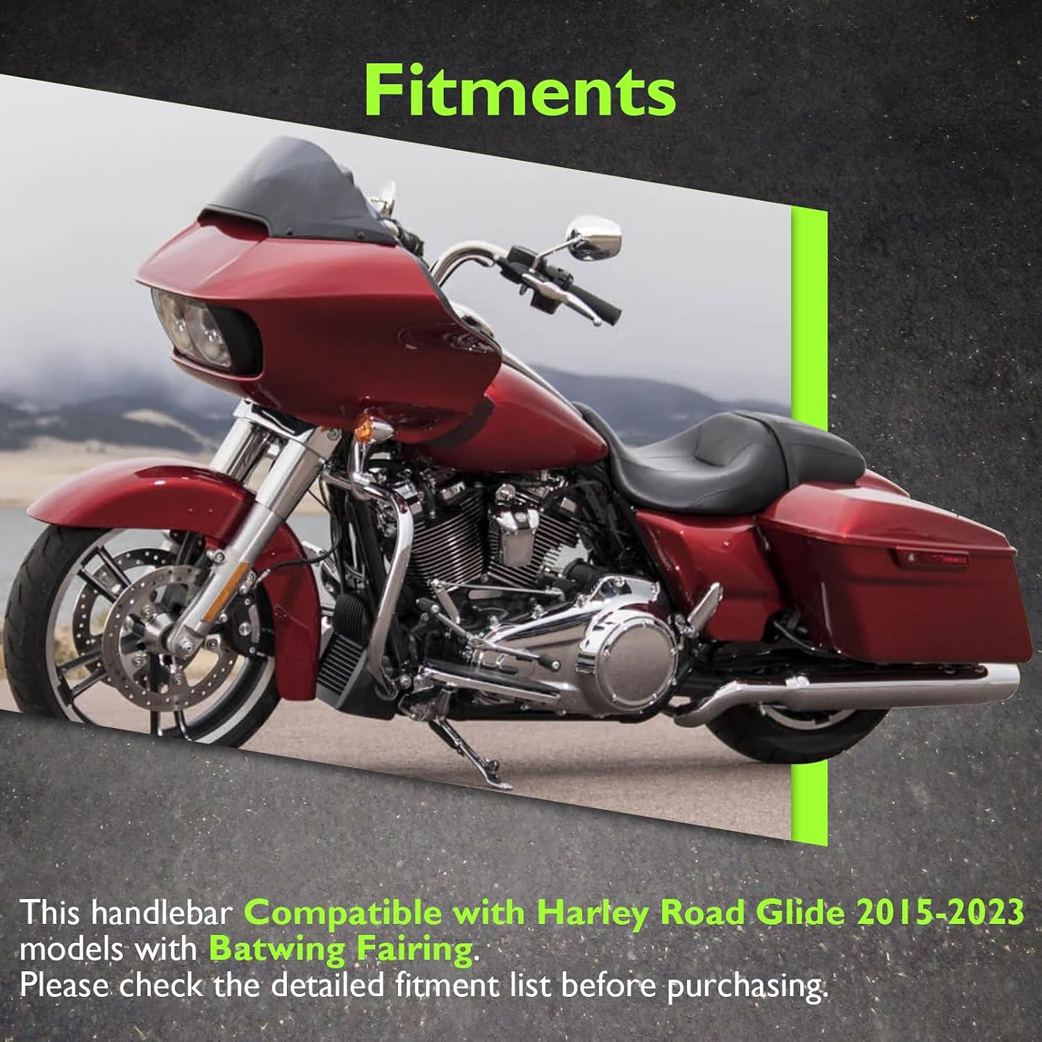 Mofun 12' Rise Pre-wired Ape Hangers Sharp Handlebars 1-1/4 inch Fat 1.25' Clamp Compatible with Harley Road Glide FLTR/I FLTR FLTRXST FLTRU 2015-2023, Gloss Black