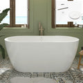 FerdY 59' Bali Elite Acrylic Freestanding Bathtub, Gracefully Shaped Freestanding Soaking Bathtub, cUPC Certified, Toe-Tap White Drain and Minimalist Linear Design Overflow Included