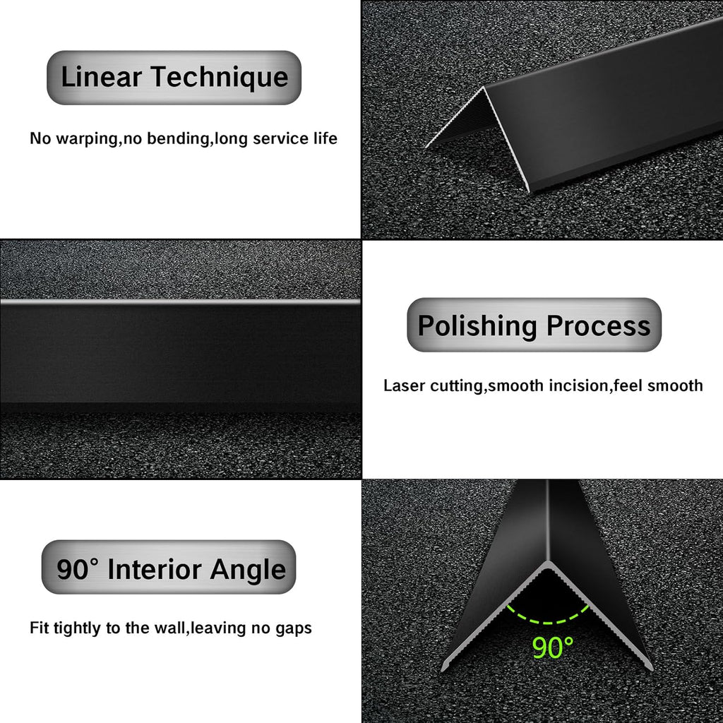 Aluminum Alloy Black Corner Guards 19Ga Thickness Wall Corner Protectors for Walls Right Angle Corner Protectors L Shaped Metal Protectors Guards (1.6x1.6X48 Inch-10PCS)