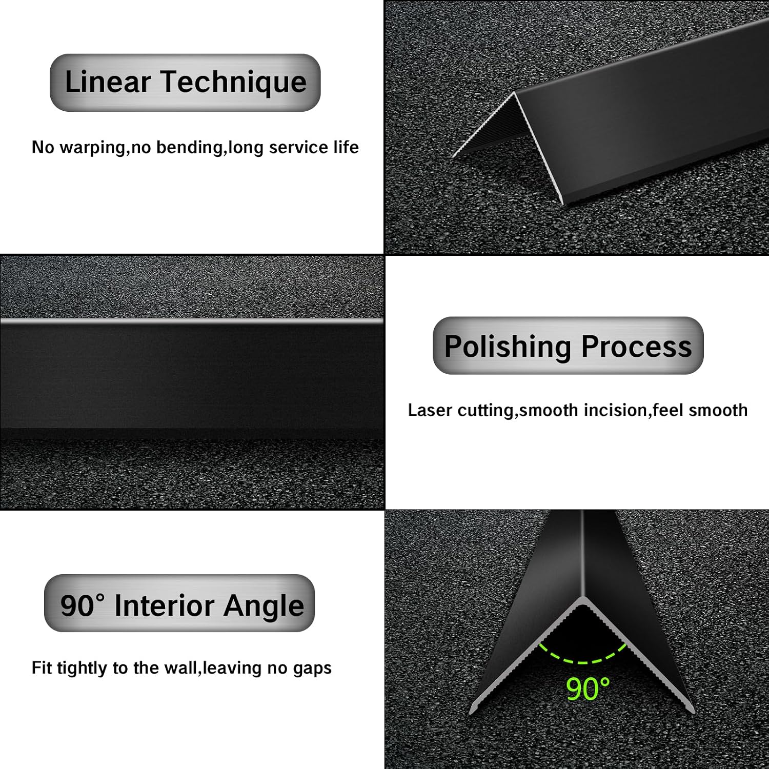 Aluminum Alloy Black Corner Guards 19Ga Thickness Wall Corner Protectors for Walls Right Angle Corner Protectors L Shaped Metal Protectors Guards (1.6x1.6X48 Inch-10PCS)