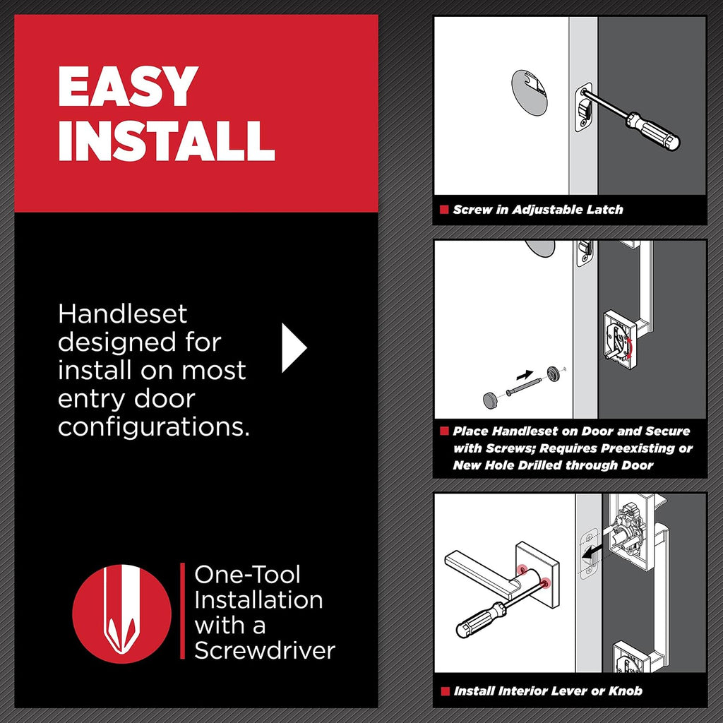 Kwikset Brentford Front Door Handle No Lock, Entry Handleset Exterior with Trafford Interior Reversible Lever, Non-Locking, Matte Black, Deadbolt Not Included