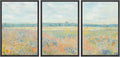 wall26 Framed Canvas Print Wall Art Set Wildflower Field Panorama Impressionist Landscape Illustrations Modern Art Decorative Floral Botanical Minimal for Bedroom - 24'x36'x3 Black