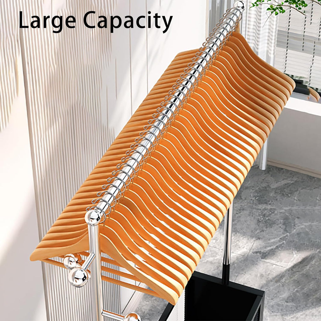 Clothes Rack on wheels, Clothing Rack with Bottom Mesh Storage Shelf, Heavy Duty Garment Racks for Hanging Clothes, for Bedroom Laundry Living Room, Metal Clothing Rack