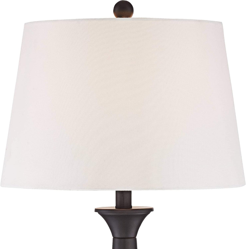 360 Lighting Dolbey Rustic Farmhouse Table Lamps 28' Tall Set of 2 Deep Bronze Tapered Column Off White Drum Shade Decor for Living Room Bedroom House Bedside Nightstand Home Office Entryway