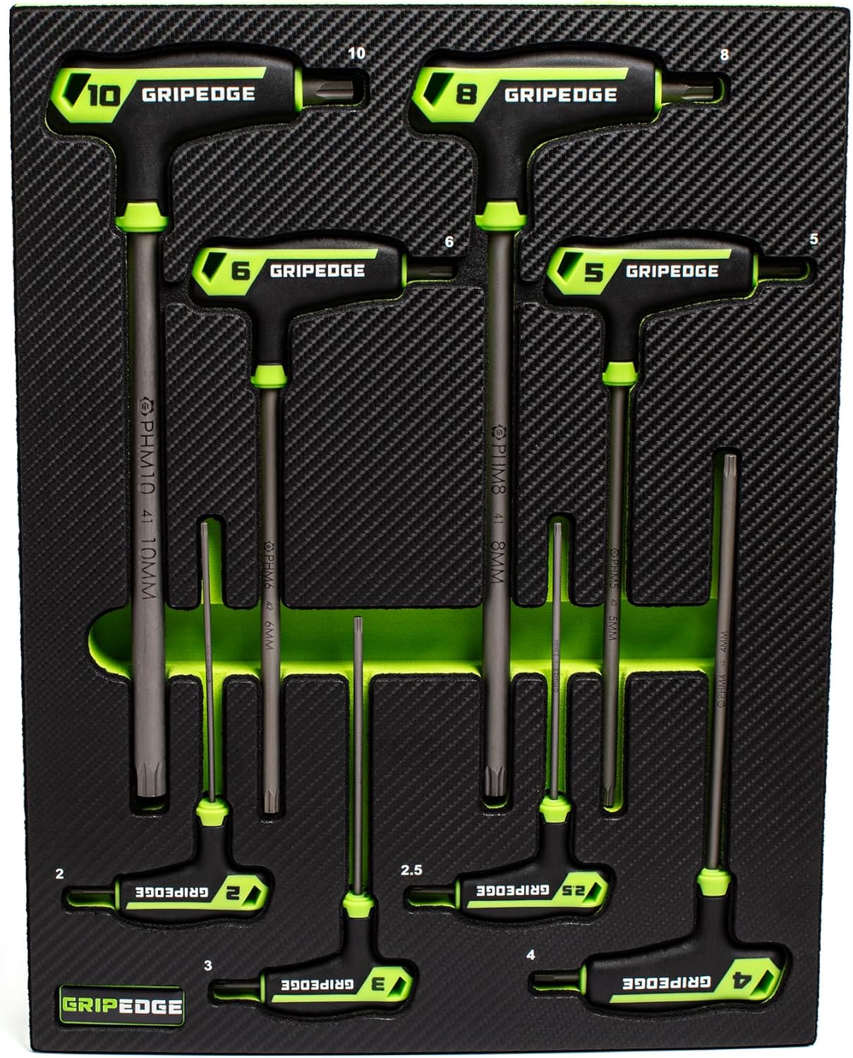 Grip Edge 8-PC METRIC HEX T-Handle Driver Set | Sizes - 2, 2.5, 3, 4, 5, 6, 8, 10 MM| Made With S2 Steel | Includes Premium EVA Foam Tray|