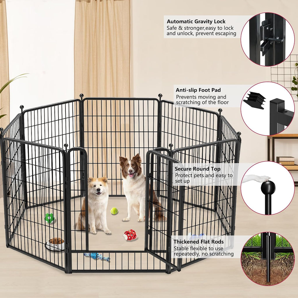 Dog Playpen 40 inch 22 Panels Indoor Outdoor Dog Pen for Large/Medium/Small Dogs Heavy Duty Metal Dog Fence Outdoor for Yard, Puppy Playpen with Door Portable Pet Fence for RV Camping Yard