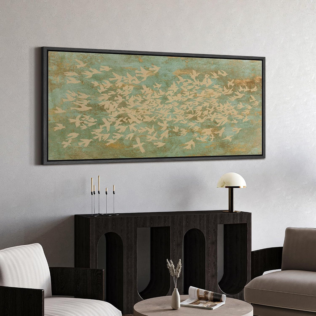 MUDECOR Extra Large Framed Canvas Print Wall Art Vintage Botanical Floral Tapestry Ornamental Garden Antique Retro Ready to Hang Painting for Living Room Bedroom Multi-Sizes - 60'x30'