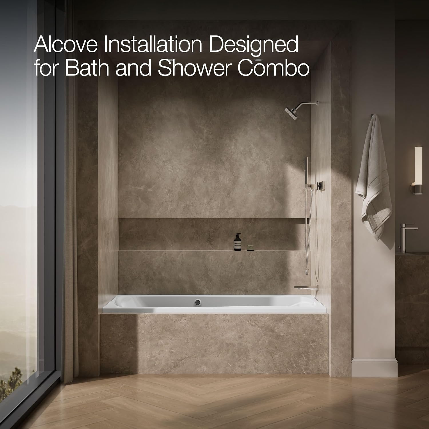 KOHLER K-1257-GHRW 72' X 36' Integral Flange Heated Bubblemassage™ Air Bath With Bask® Heated Surface And Right-Hand Drain