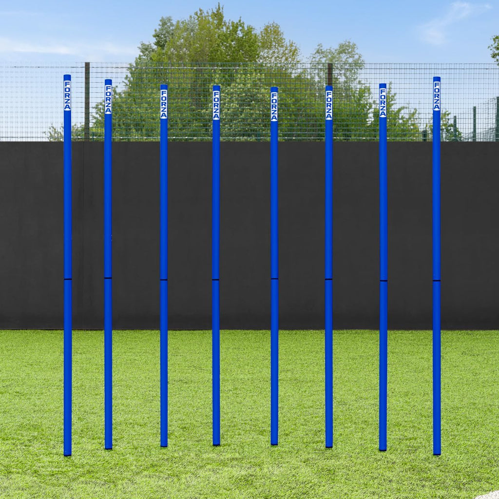 FORZA Slalom Agility Poles | Improve Endurance, Speed & Footwork | Color, Size & Rubber Base Options Available [8 Pack]