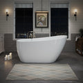 ABRUZZO 59'x27.56' Acrylic Freestanding Bathtub Contemporary Soaking Tub with Chrome Overflow and Drain High-Gloss White Finish cUPC Certified