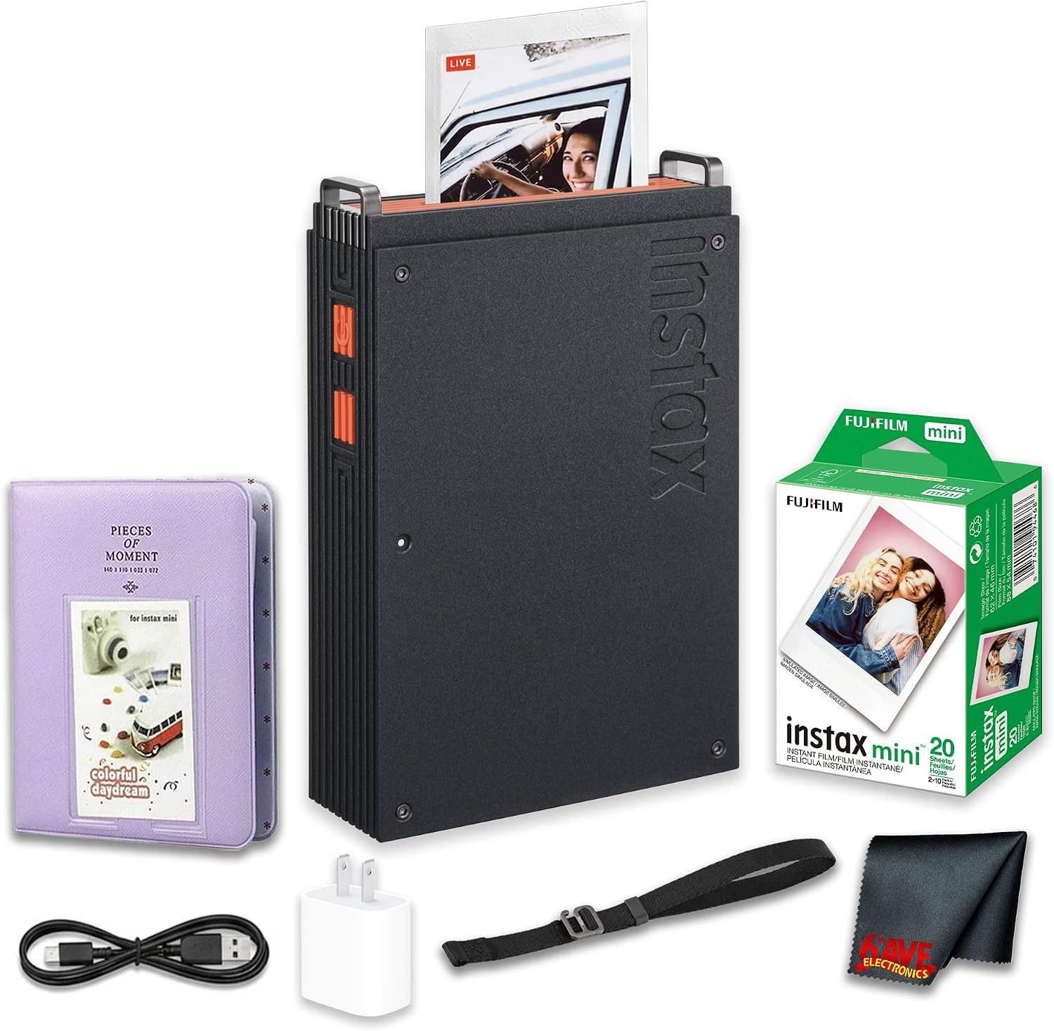 Fujifilm instax mini Link+ Smartphone Printer, Bluetooth Instant Photo Printer for Phones, 2 x 3 Inch Prints Bundle with Photo Album + Instax Mini Instant Film Twin Pack (White) 20 Photos