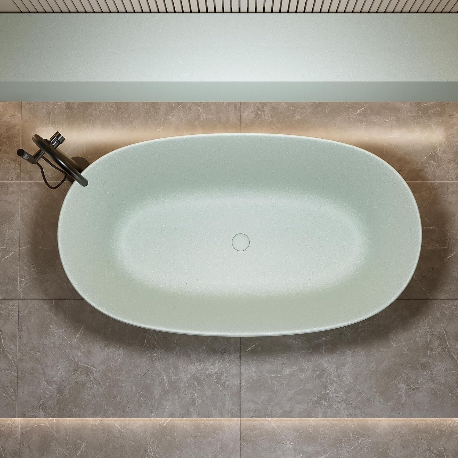 47'' Freestanding Bathtub Resin Stone Soaking Bathtub Solid Tubs with Overflow and Pop up Drain
