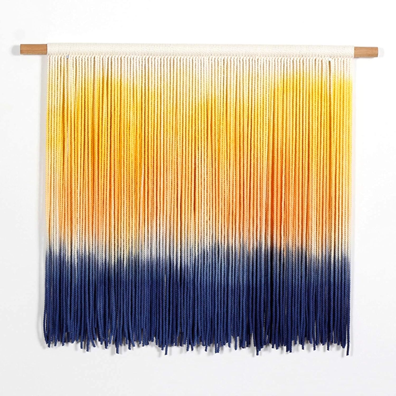 Handmade Macrame Wall Hanging Tapestry Dyeing Driftwood Decor,Handmake Dyed Macrame Tapestries Wall Art Woven Home Decoration (H 60x50cm)
