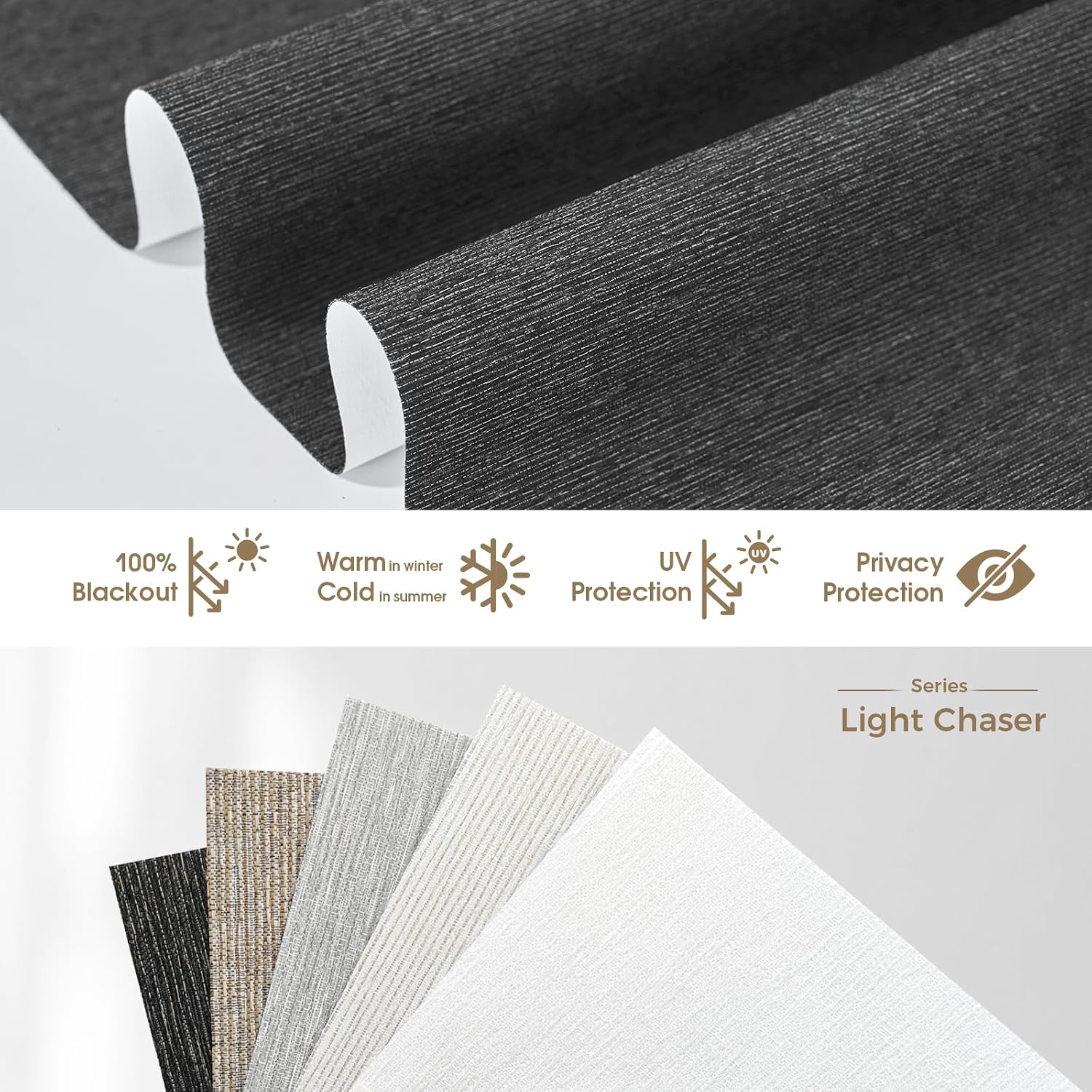 HeyBlinds Motorized Blinds with Remote, 100% Blackout Smart Blinds, Automatic Shades for Windows Compatible with Alexa Google and Homekit, Custom Size(Light Chaser-Anthracite BO)
