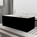 59 inch Black Freestanding Square Soaking Bathtub, Modern Stand Alone Free Standing Acrylic Tub with Center Chrome Drain & Overflow