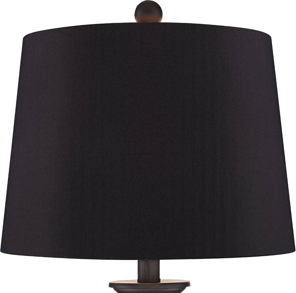 360 Lighting Dolbey 28' Tall Tapered Column Farmhouse Rustic Traditional Country Cottage Table Lamps Set of 2 Brown Bronze Finish Metal Black Shade Living Room Bedroom Bedside Nightstand House