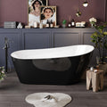 67 Inch Acrylic Freestanding Bathtub, Acrylic Soaking Bathtub with Matte Drain and Overflow, Modern Square Tub, cUPC Certified, Deep Ergonomic Design, Double-Walled Insulation, Easy Installation