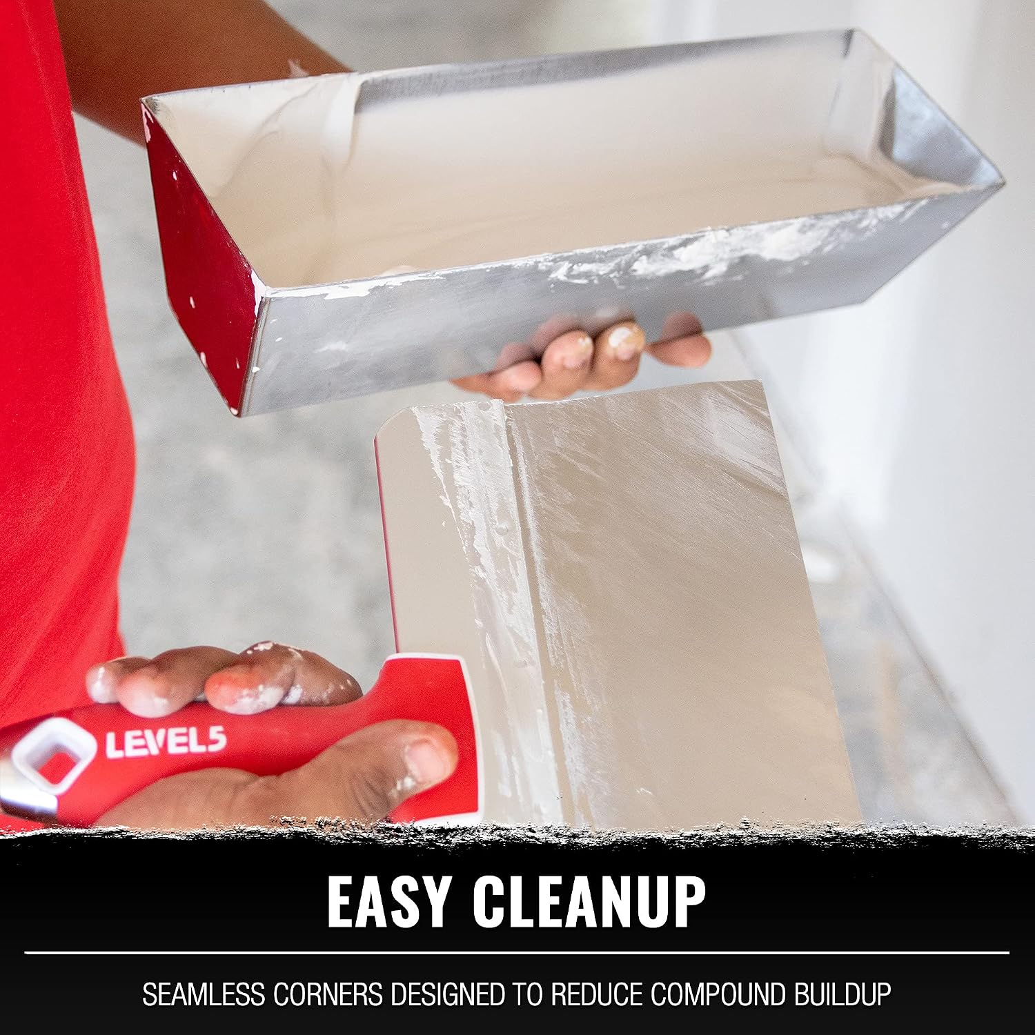 LEVEL5 Deluxe Drywall Hand Tool Set | Taping Knives, Joint Knives, Bucket Scoop, Mud Pan, Mixer, Jab Saw | Stainless Steel Blades, Soft Grip Handles | Sheetrock Gyprock Plasterboard | 5-609
