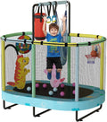 Lamerge Kids Trampoline, Indoor Trampoline Approved by ASTM, Safety Enclosure Net and Adjustable Handrail, 1-8 Children, 500lbs Capacity, 7-in-1, 60'