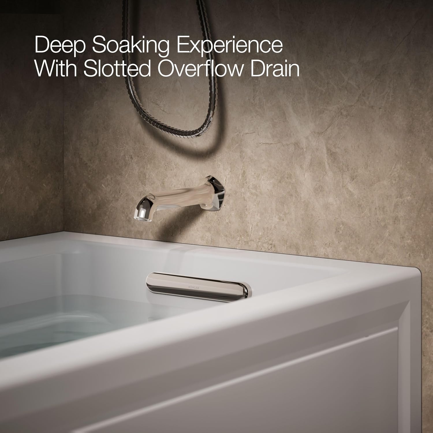 Kohler K-1122-RA-95 Archer 5Ft Whirlpool with Comfort Depth Design, Integral Apron and Right-Hand Drain, Less Heat, Ice Grey