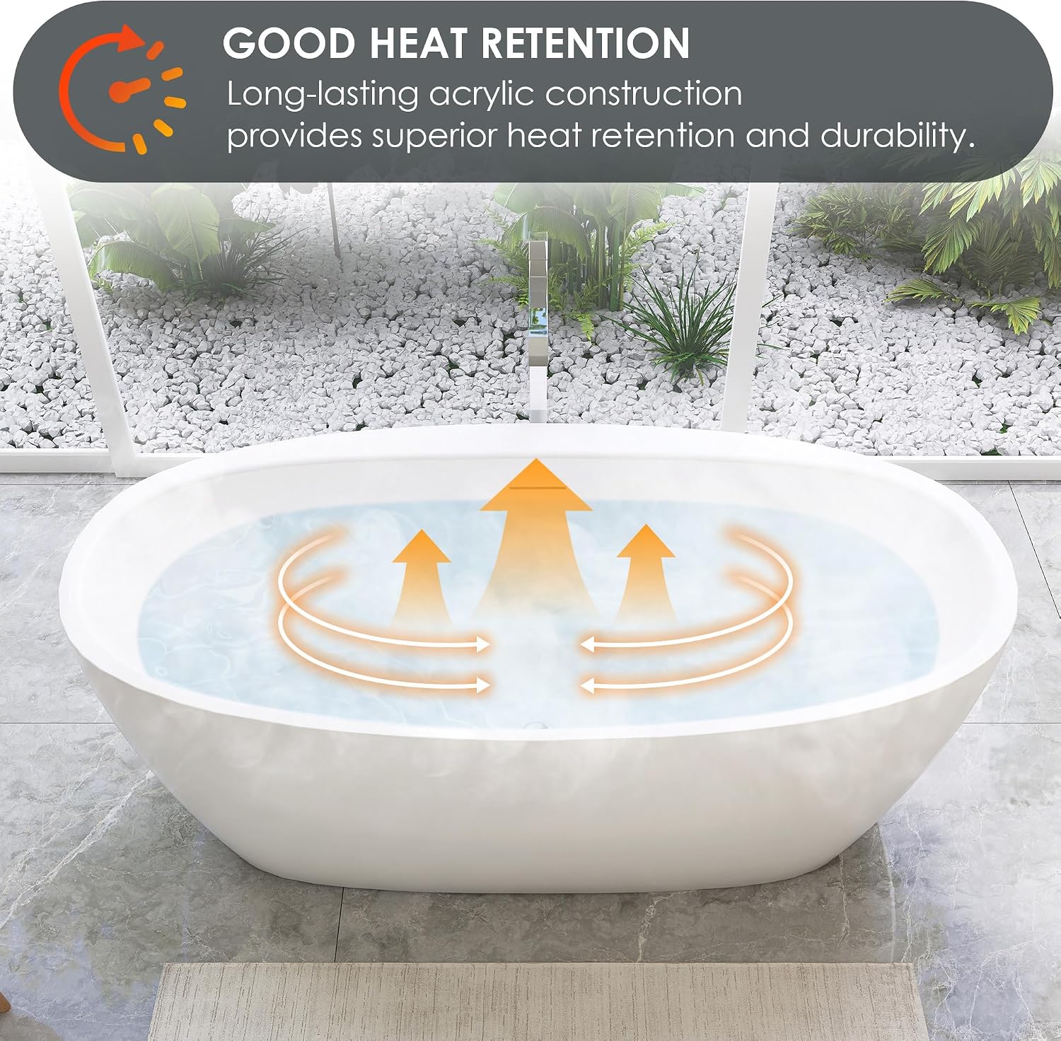 Beyaz 59' x 32' Flatbottom Freestanding Acrylic Soaking Bathtub in Glossy White
