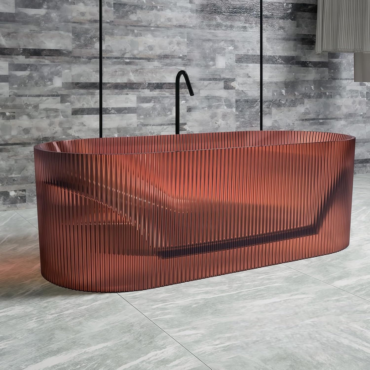 67' Edeyeu Freestanding Bathtub – Luxury Soaking Tub with Air-Bubble Massage, Transparent Resin Design, Extra-Deep Comfort, and Durable One-Piece Solid Surface Bathtub Construction Regular Version