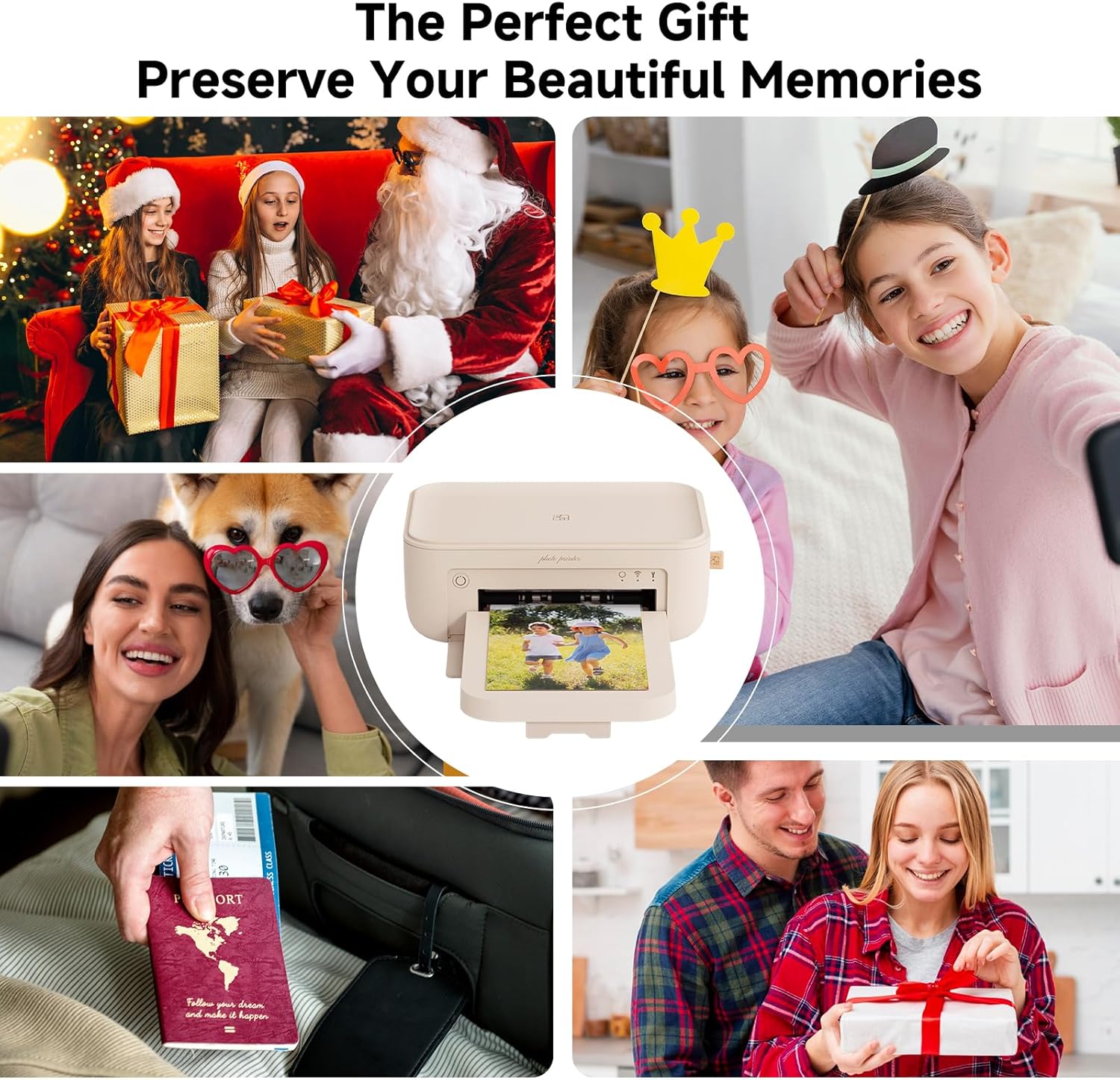 HPRT Photo Printer 4×6'+108 Sheets Photo Paper & 2 Ribbon, Wi-Fi Full-Color Instant Phone Photo Printer for iPhone, Android, Smartphone, Thermal Dye-Sublimation Impresora De Fotos for Home Use