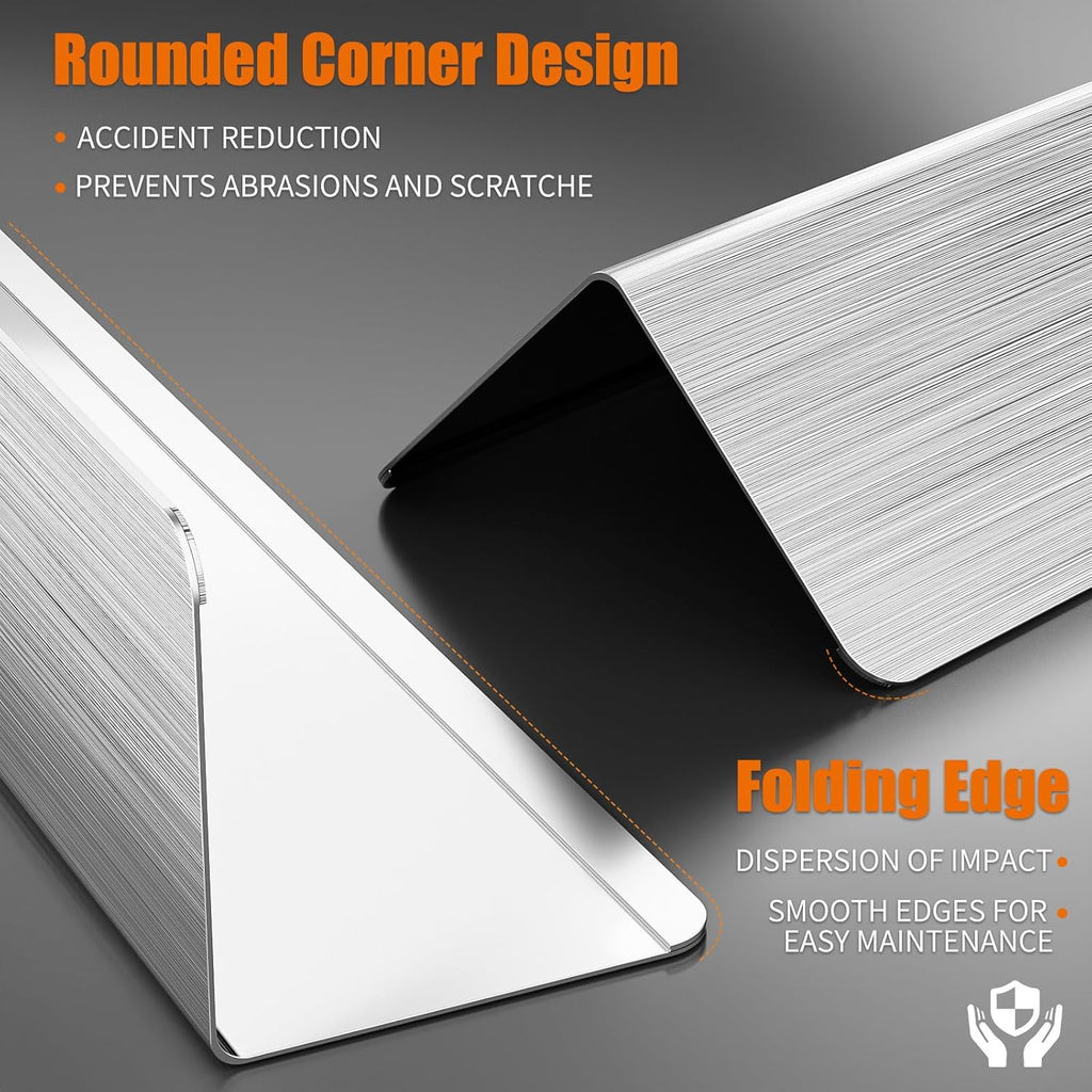 96x1x1 Inches 304 Stainless Steel Wall Corner Guards (10-Pack) Heavy Duty Rounded Corner Protector, Smooth Folded Edge Design（No Adhesive）